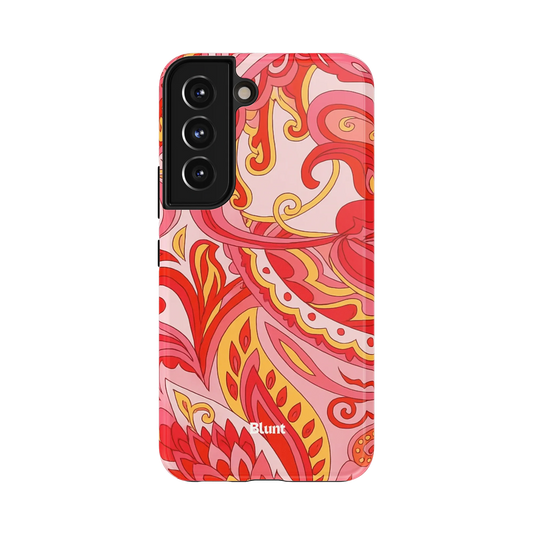 Ari Samsung Case: intricate red and orange swirls on a pale pink background