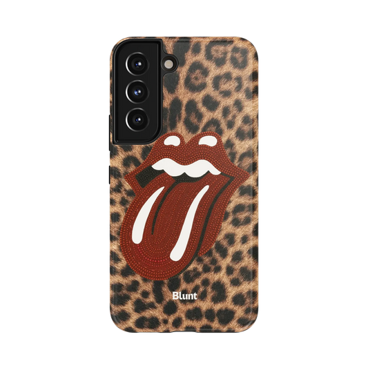 Wild Tongue Samsung Case: bold red lips and tongue on a leopard print background