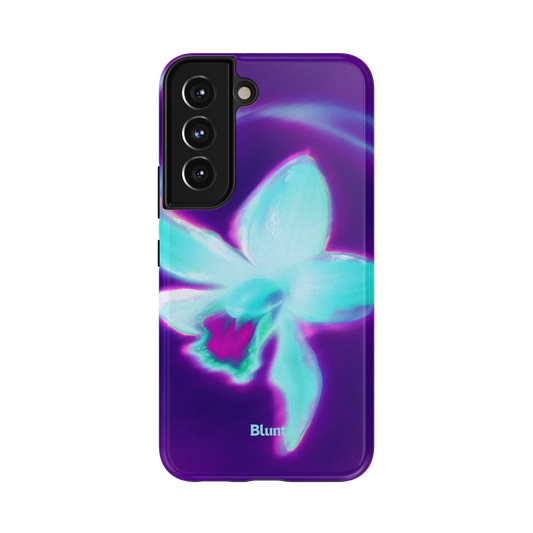 Purple Mist Samsung Case: a teal and magenta flower against a deep purple mist