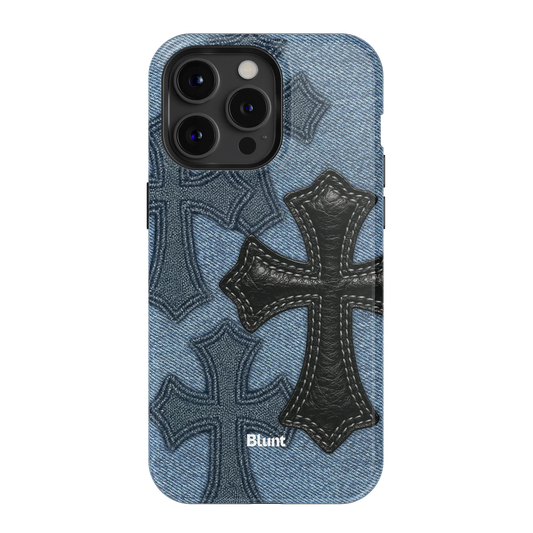 Denim Black Cross iPhone Case