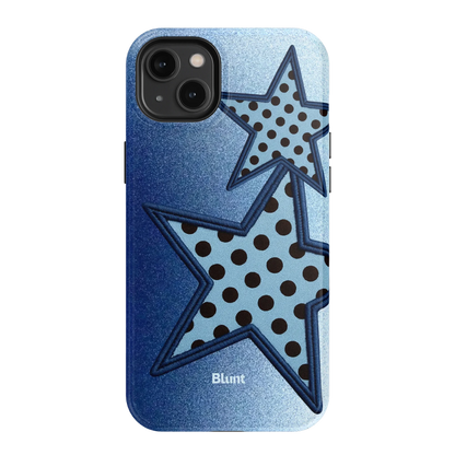 Blue Polka Star iPhone Case
