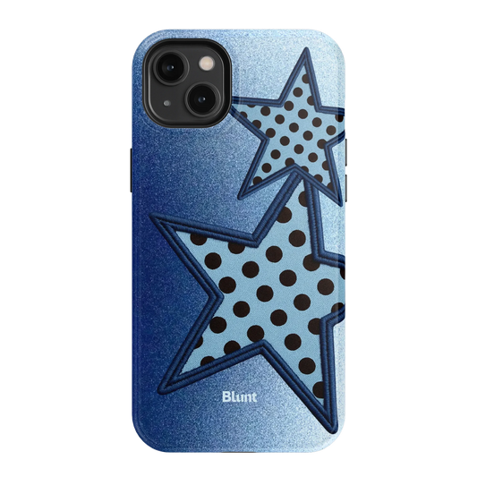 Blue Polka Star iPhone Case