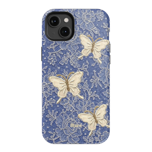 Blue Lace Butterfly iPhone Case