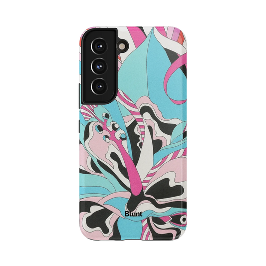 Mia Samsung Case: dynamic swirls with a palette of pink and blue