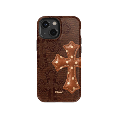 Brown Polka Cross iPhone Case