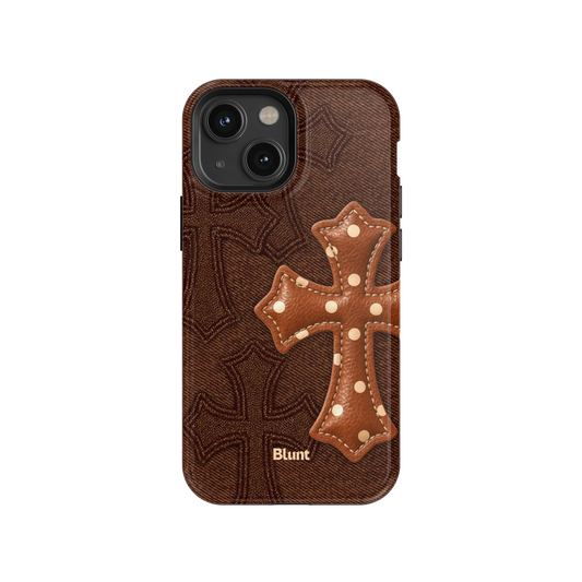 Brown Polka Cross iPhone Case