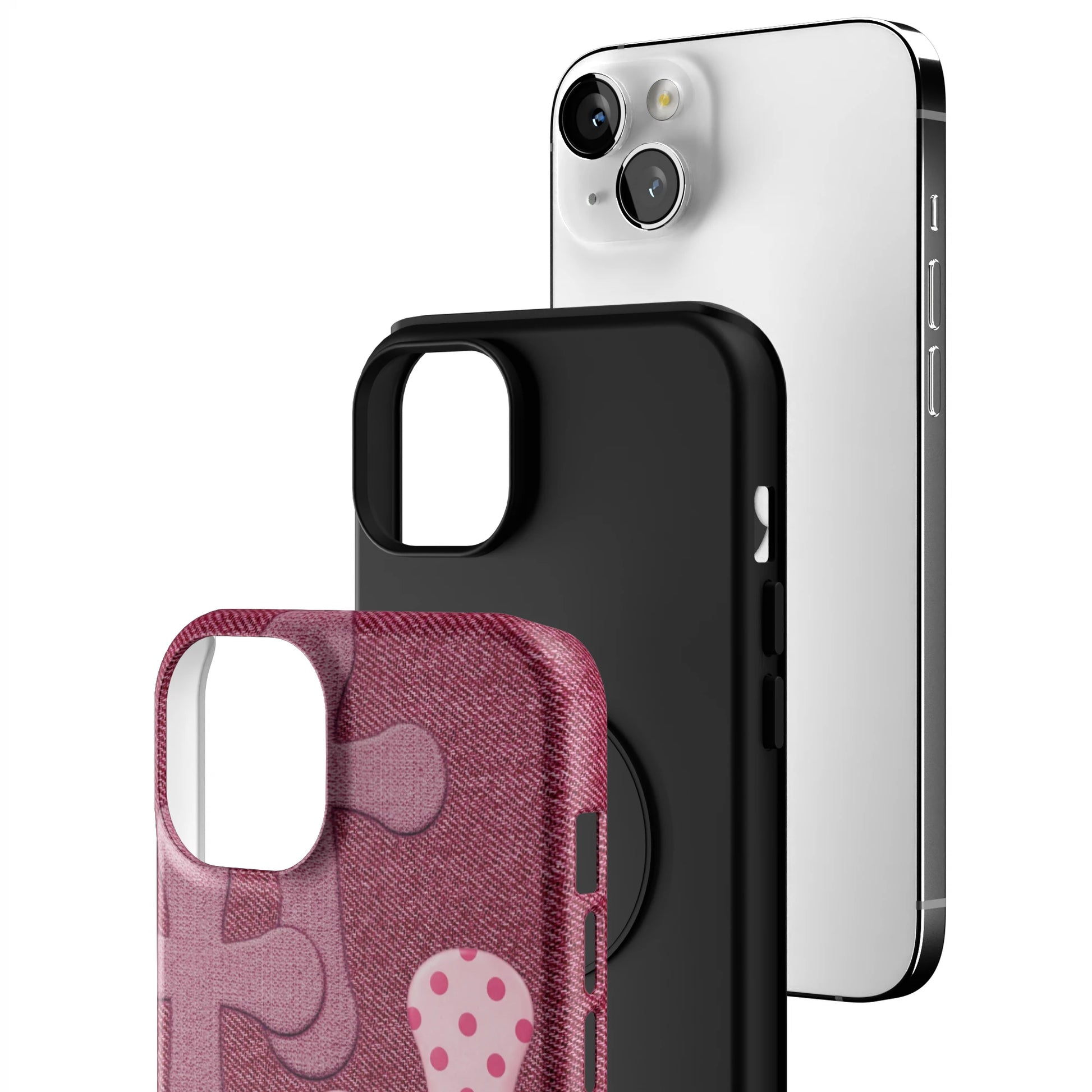 Pink-Polka-Patch-iphone-case-iPhone 14 Plus-3