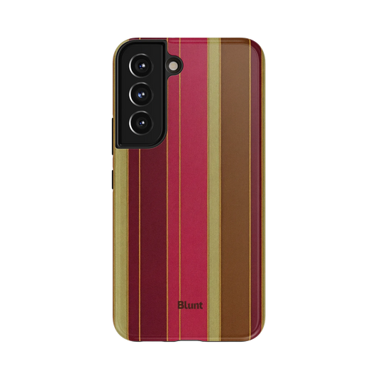Roux Samsung Case: a patchwork of bold red, brown, and green stripes