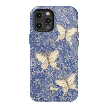 Blue Lace Butterfly iPhone Case