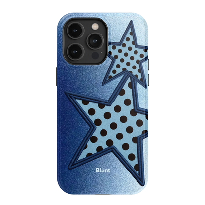 Blue Polka Star iPhone Case
