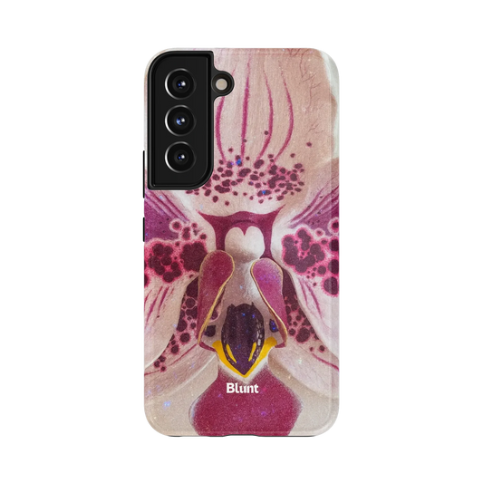 Solenne Samsung Case: detailed magenta orchid petals with intricate patterns on a soft background