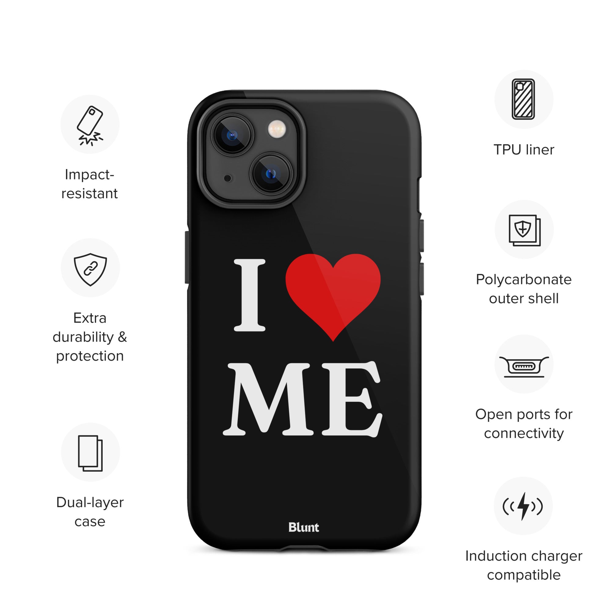 I Love Me in Black iPhone Case